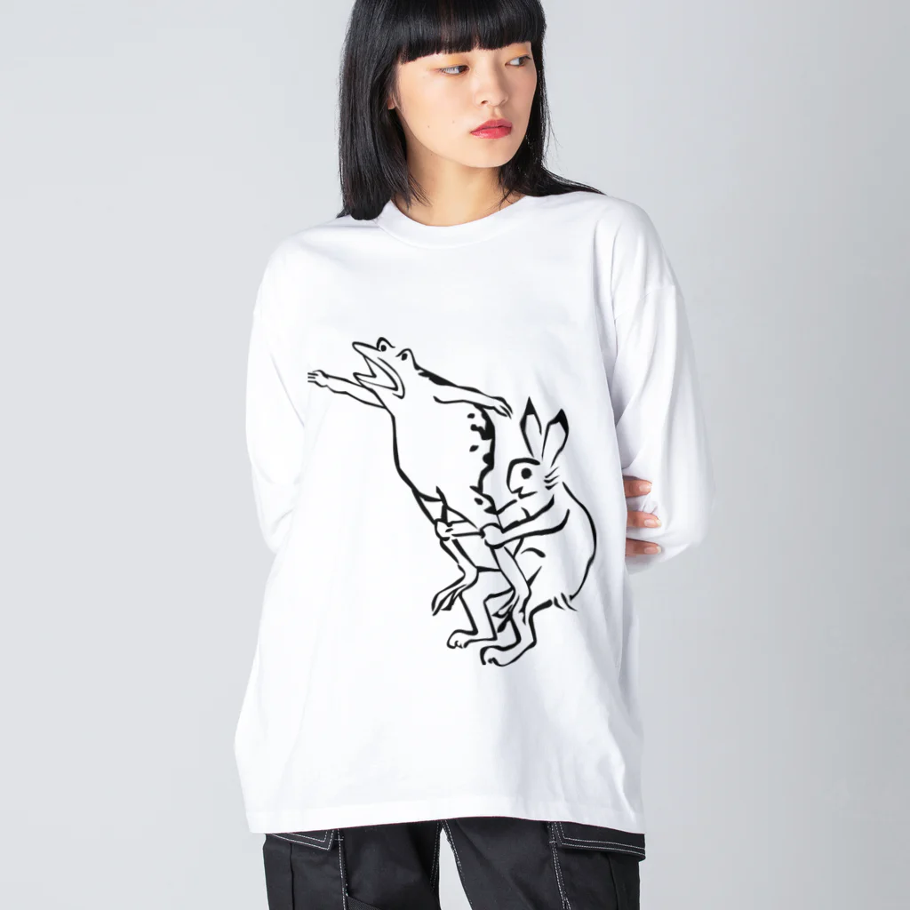 HOUSOの鳥獣戯画現代版　組体操 루즈핏 롱 슬리브 티셔츠