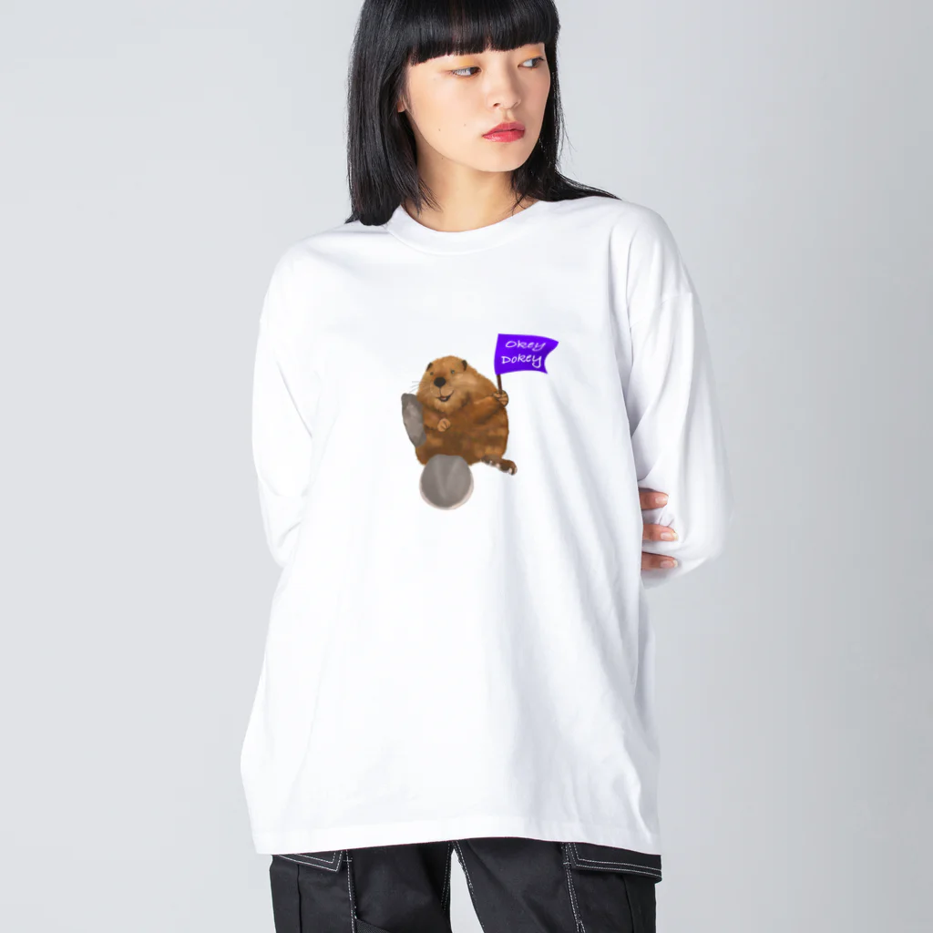 Theビーバーズ byこあらゆうのOkeyDokey-Beaver（旗ビーバー） Big Long Sleeve T-Shirt