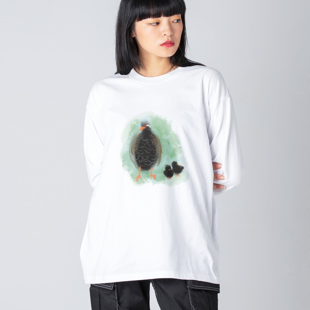 akane_art（茜音工房）のいきものイラスト（ヤンバルクイナの親子） Big Long Sleeve T-Shirt