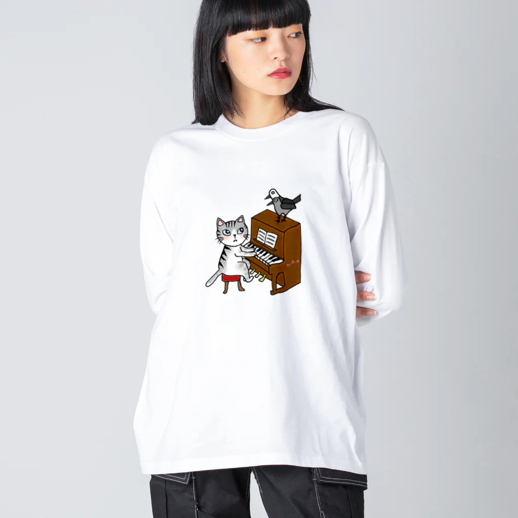 ミナミハチゴーのネコピアノwithヨゲンノトリ Big Long Sleeve T-Shirt