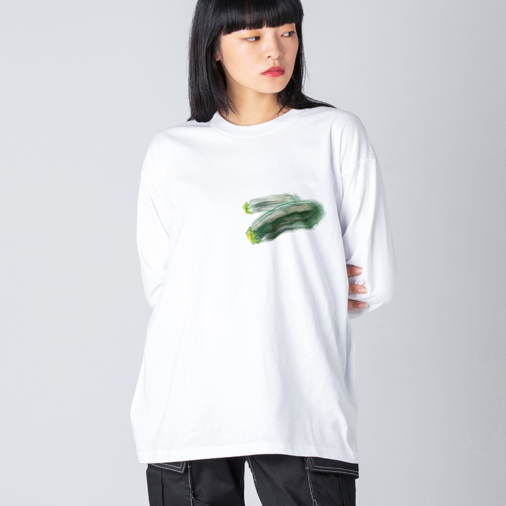 akane_art（茜音工房）のベジタブルT（ズッキーニ） Big Long Sleeve T-Shirt