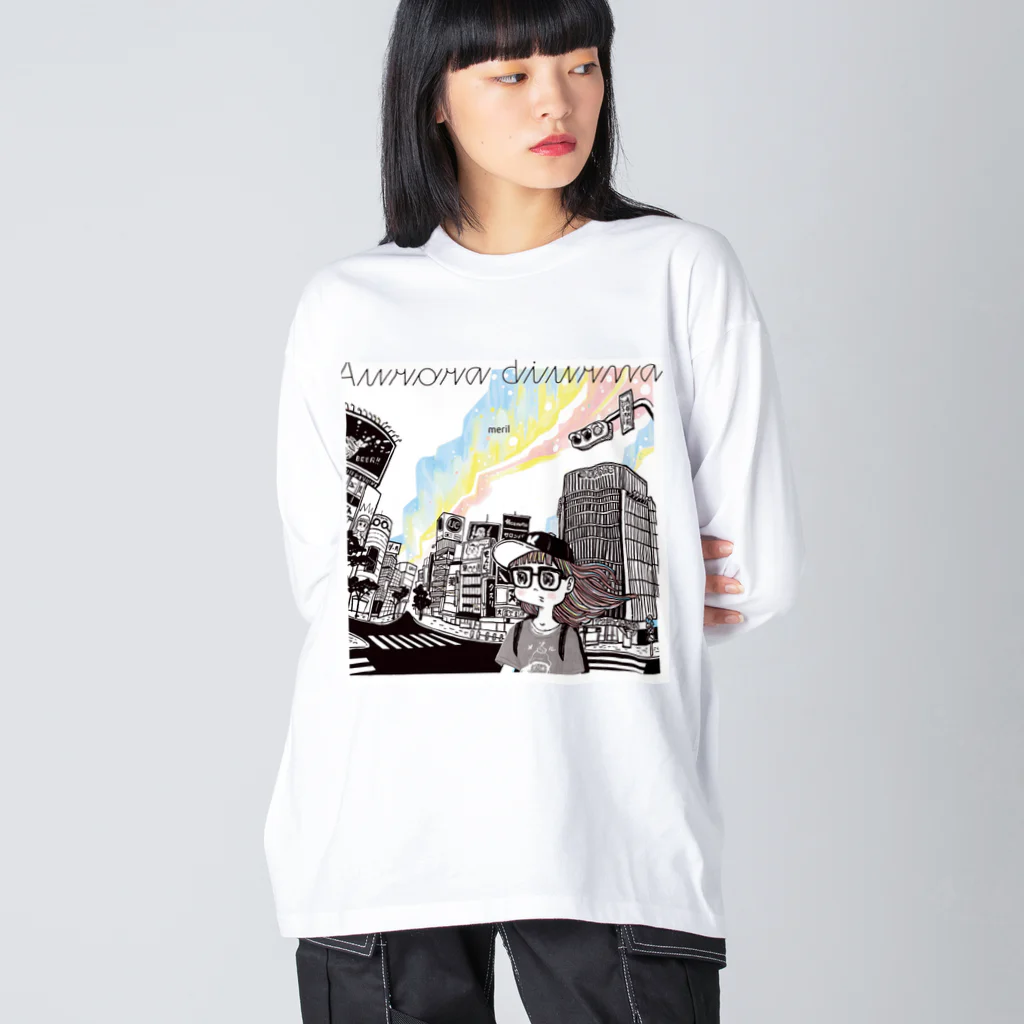 meril_goods_storeの「Aurora diurna」ジャケデザイン2 ビッグシルエットロングスリーブTシャツ