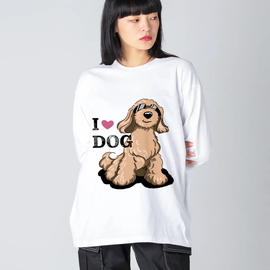 リカクリエイトのI LOVE DOG茶色のイケワン ビッグシルエットロングスリーブTシャツ