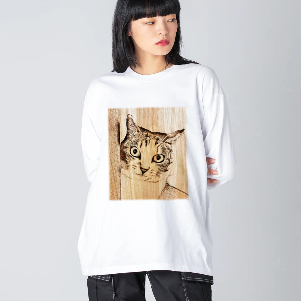 猫ねむりzzz..のスケッチ風の猫さん ビッグシルエットロングスリーブTシャツ