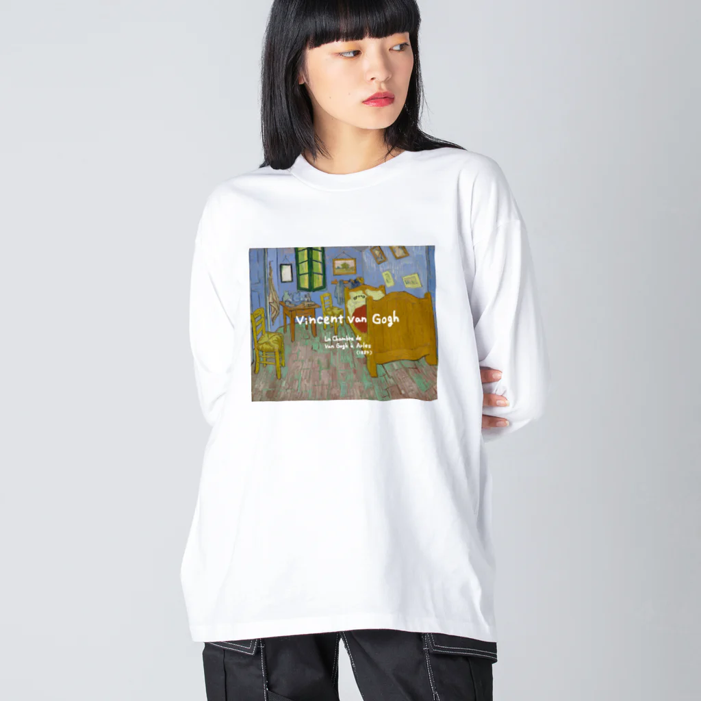 pinaのグッズの絵画にまざるオカメチャン:ゴッホ ビッグシルエットロングスリーブTシャツ