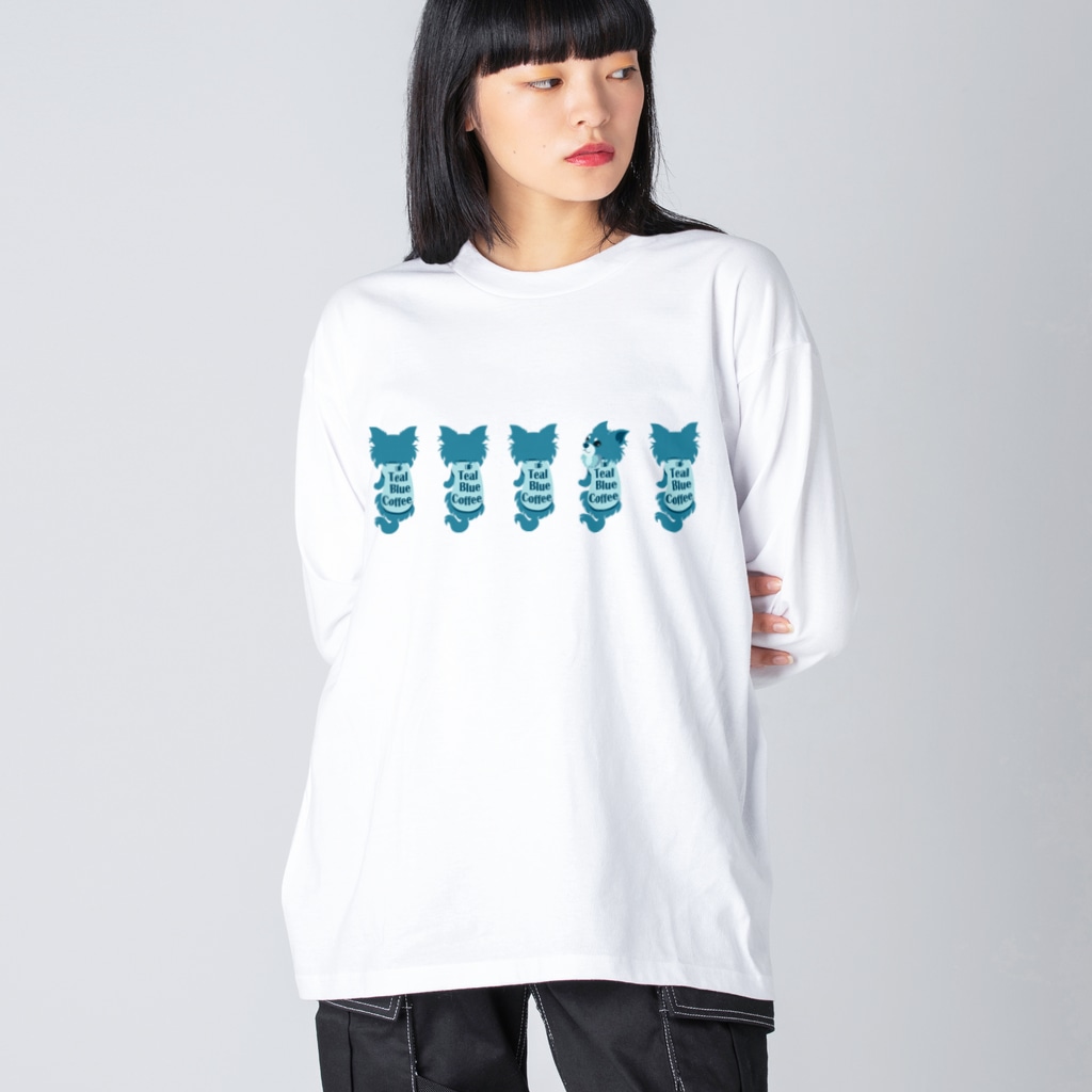 Teal Blue Coffeeのなに？ 並んだVer. Big Long Sleeve T-Shirt