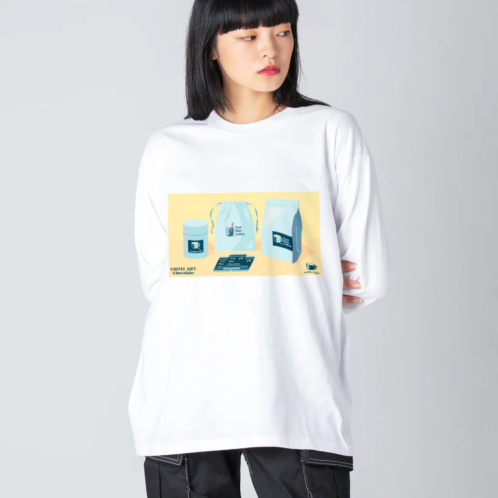 Teal Blue CoffeeのCOFFEE GIFT -Chocolate- YELLOW Ver. ビッグシルエットロングスリーブTシャツ