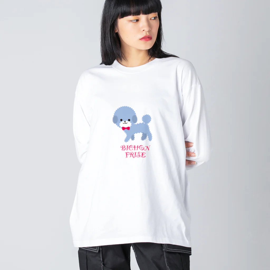 tomokomiyagamiのビションフリーゼ ブルー ビッグシルエットロングスリーブTシャツ