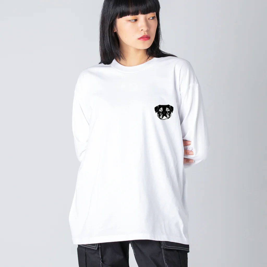 PugPug_SHOの黒パグ_シンプルver. ビッグシルエットロングスリーブTシャツ