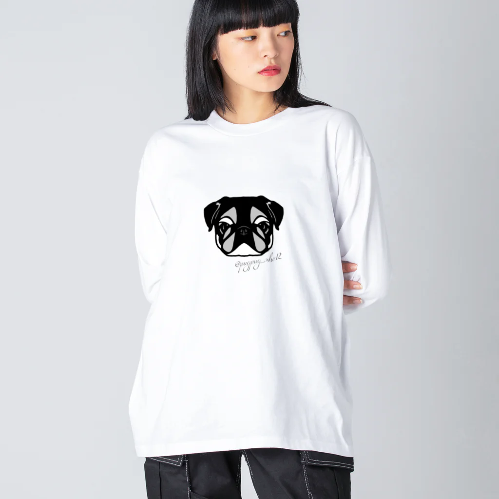 PugPug_SHOの黒パグ_文字有ver. Big Long Sleeve T-Shirt