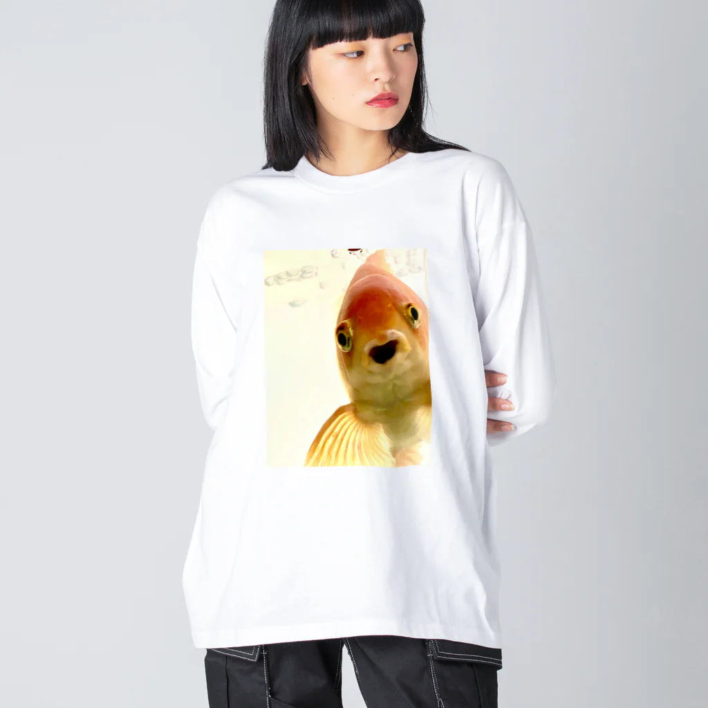 アヒル屋のぽけ〜っと金魚くん ビッグシルエットロングスリーブTシャツ