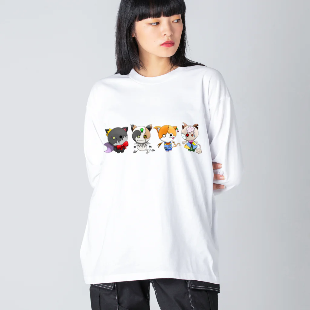 Leeden × Allのおばげねこちゃんず。 ビッグシルエットロングスリーブTシャツ