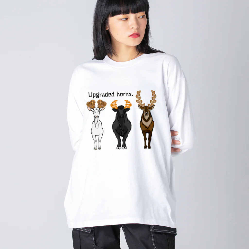 mayon's animal shopのUpgraded horns. つのパン ビッグシルエットロングスリーブTシャツ