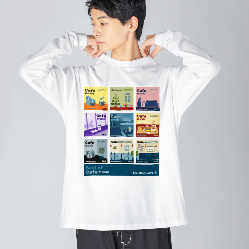 Teal Blue CoffeeのBest of Cafe music ビッグシルエットロングスリーブTシャツ