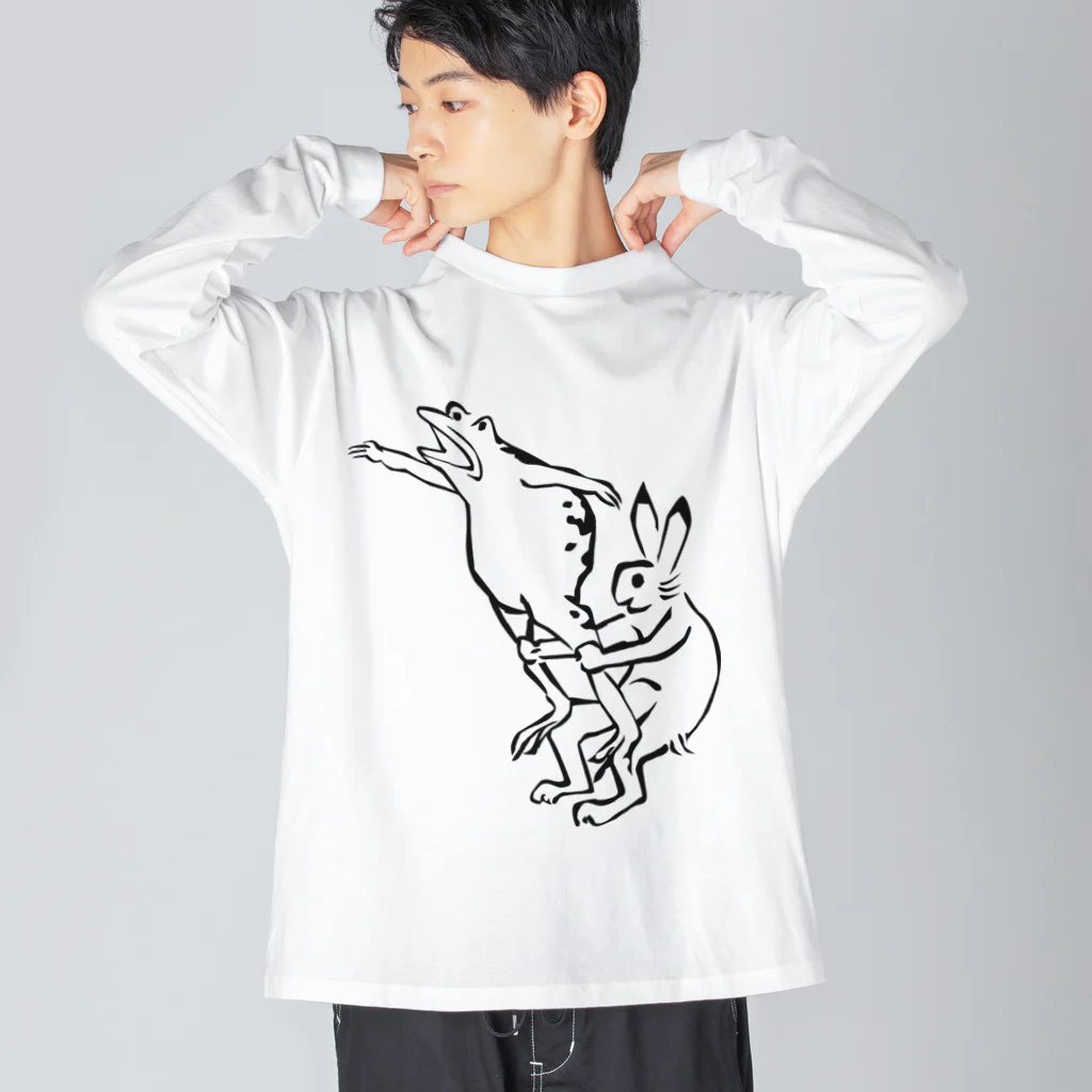 HOUSOの鳥獣戯画現代版　組体操 ビッグシルエットロングスリーブTシャツ