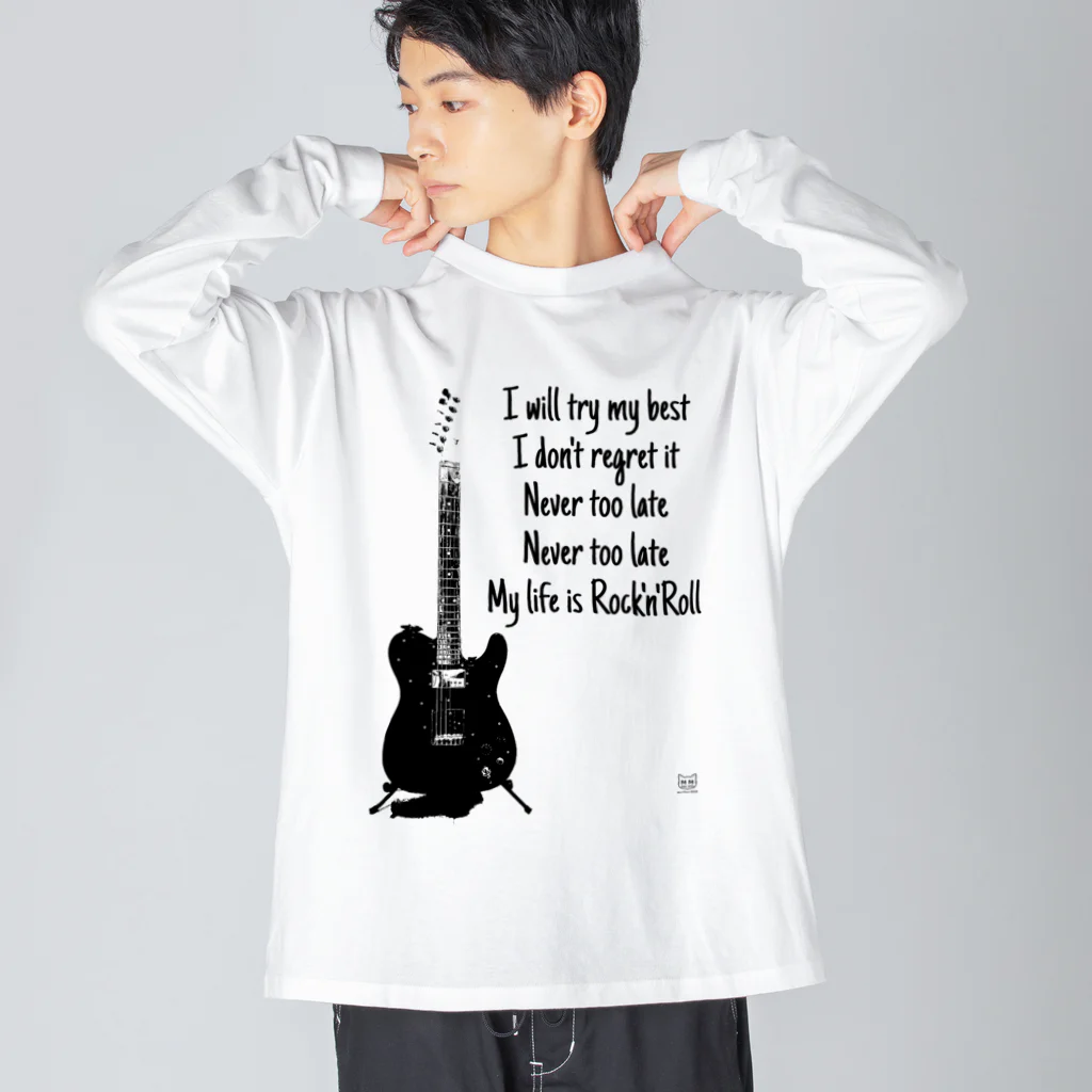 Màau Music.貓音樂 マウミュージックネコショップの政元裕羽ギターBS長袖T 選べるカラー ビッグシルエットロングスリーブTシャツ