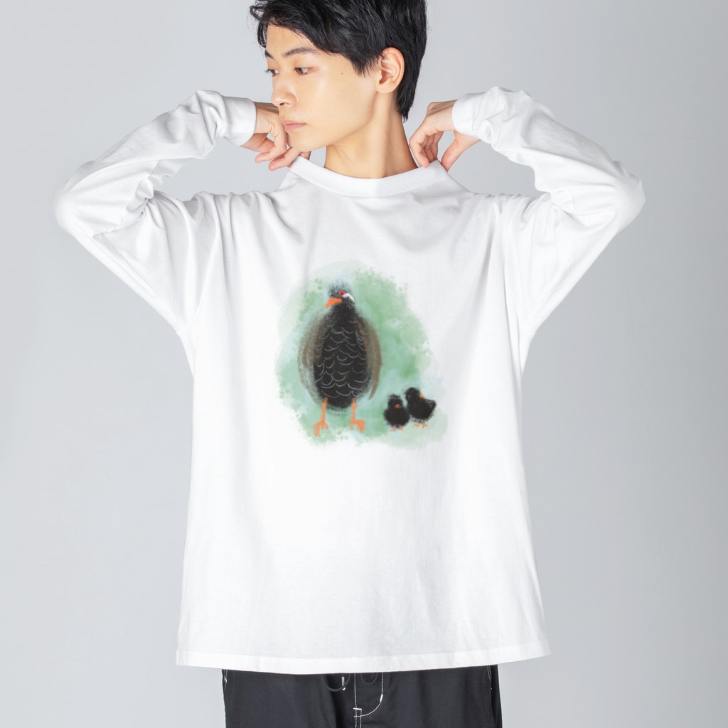 akane_art（茜音工房）のいきものイラスト（ヤンバルクイナの親子） Big Long Sleeve T-Shirt