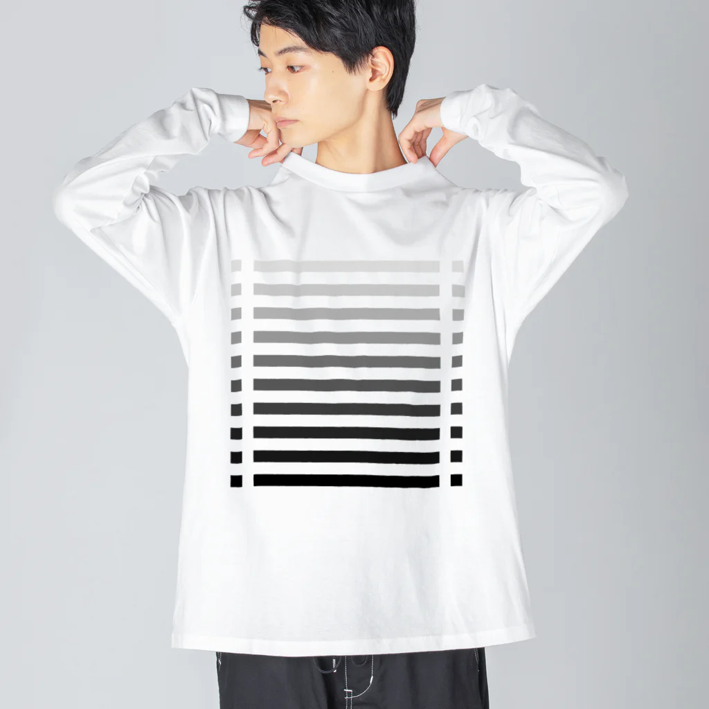 cooLunaのcolor bar - monochrome - ビッグシルエットロングスリーブTシャツ