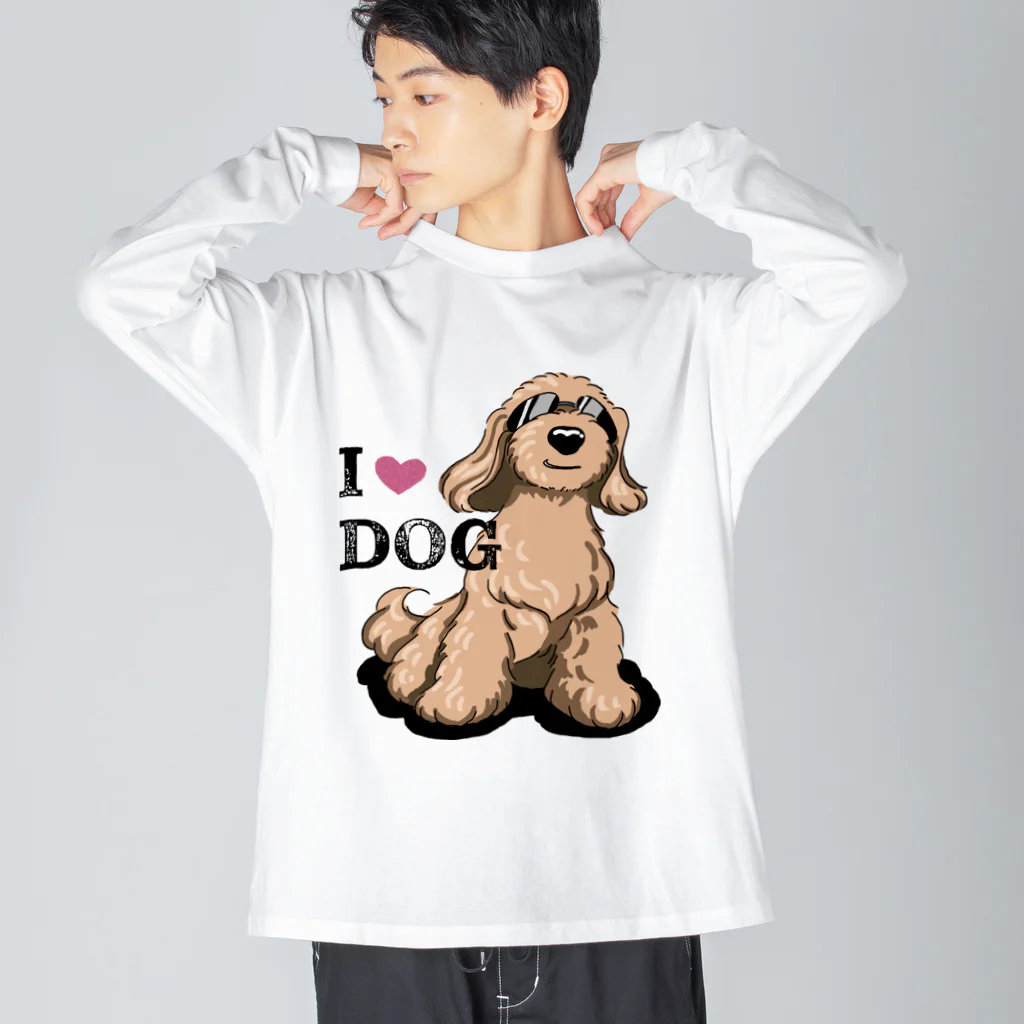 リカクリエイトのI LOVE DOG茶色のイケワン ビッグシルエットロングスリーブTシャツ