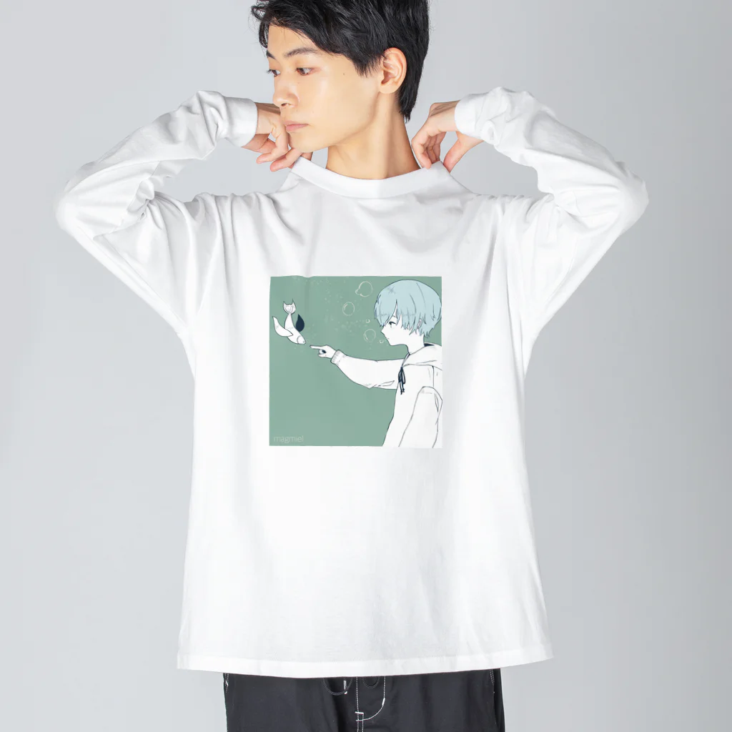 はちやあい/イラストレーターのお魚ボーイ ビッグシルエットロングスリーブTシャツ