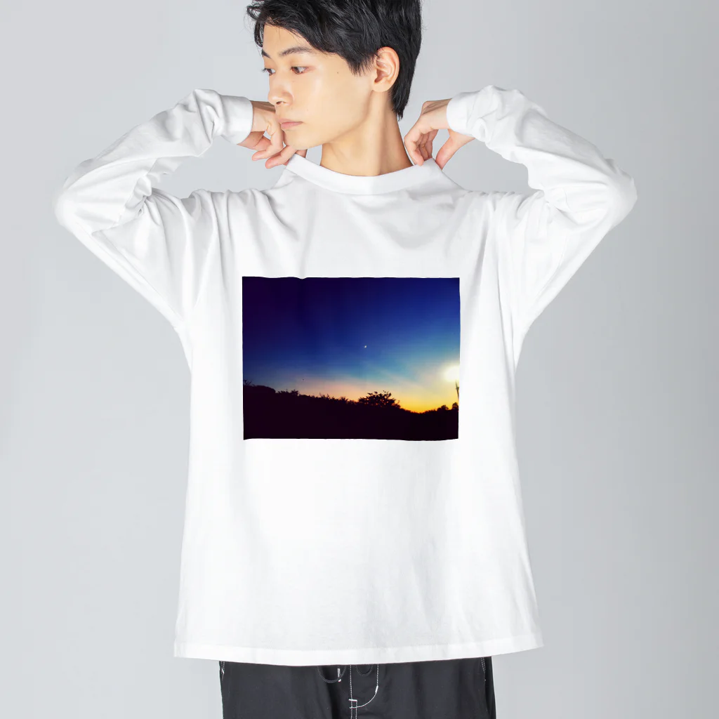 おかの近所の夕陽 ビッグシルエットロングスリーブTシャツ