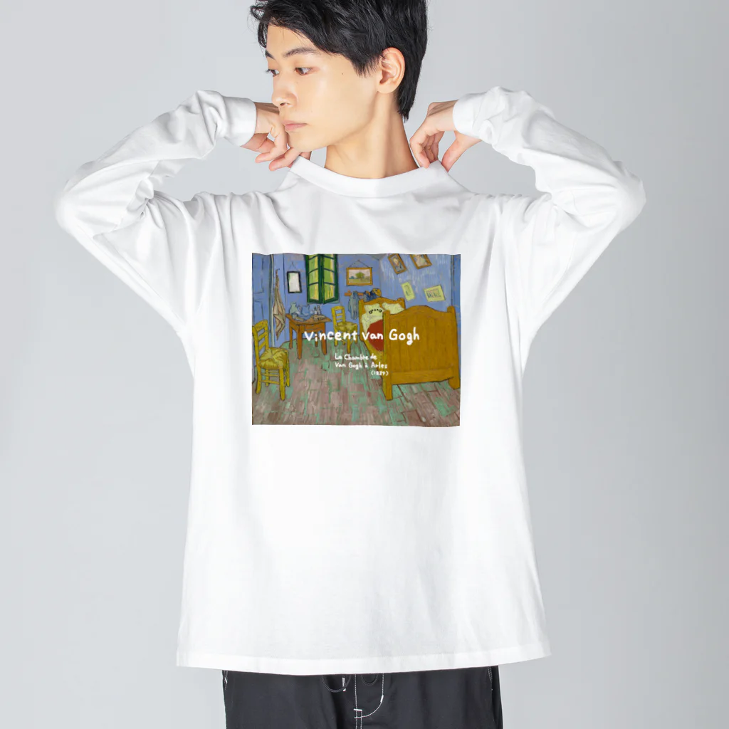 pinaのグッズの絵画にまざるオカメチャン:ゴッホ ビッグシルエットロングスリーブTシャツ