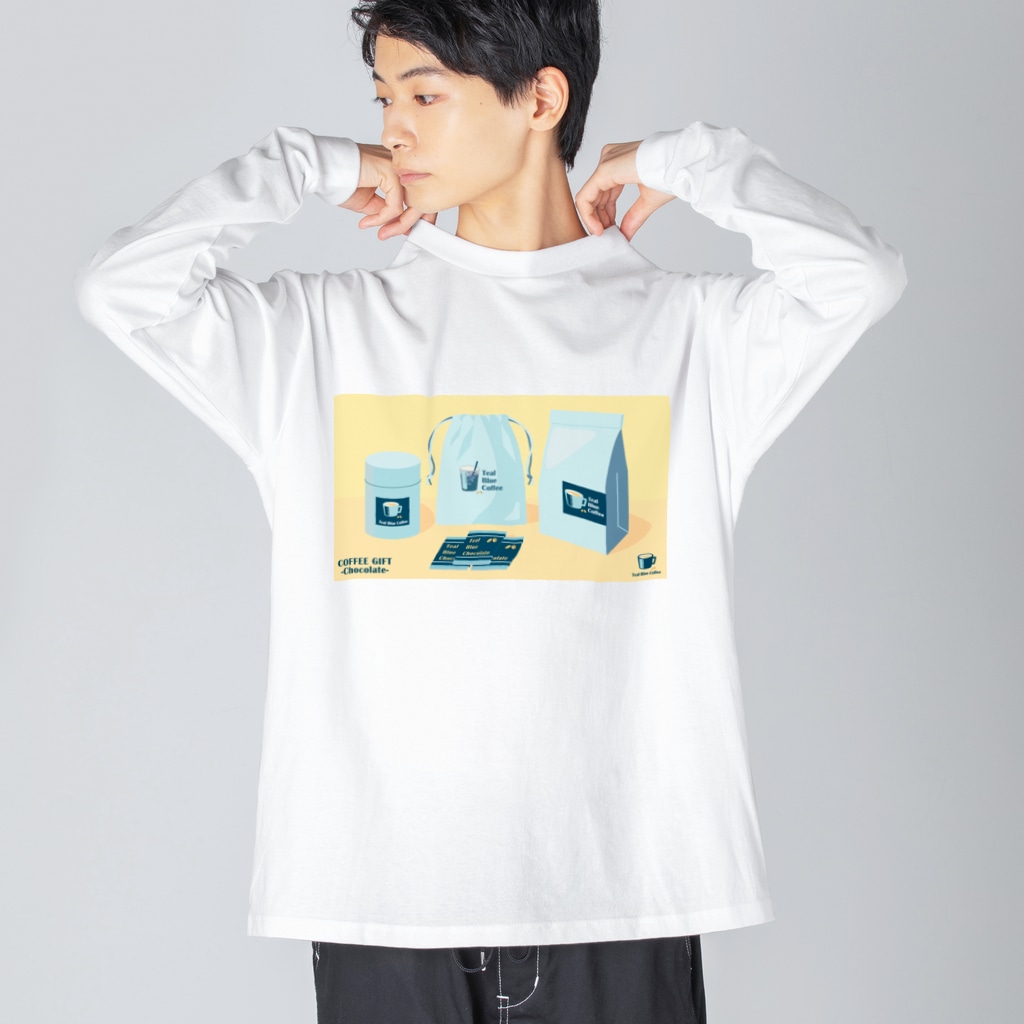 Teal Blue CoffeeのCOFFEE GIFT -Chocolate- YELLOW Ver. Big Long Sleeve T-Shirt