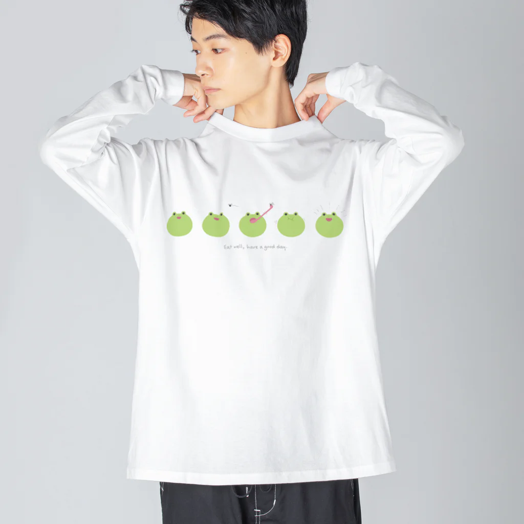 かえるグッズ -kerokerofrog-のかえるの食事（白背景用） Big Long Sleeve T-Shirt