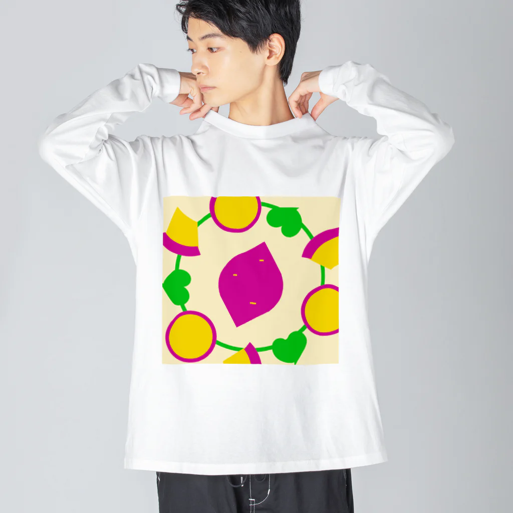 pastelia　shopの①🍠さつまいものアイコン Sweet potato icon ビッグシルエットロングスリーブTシャツ