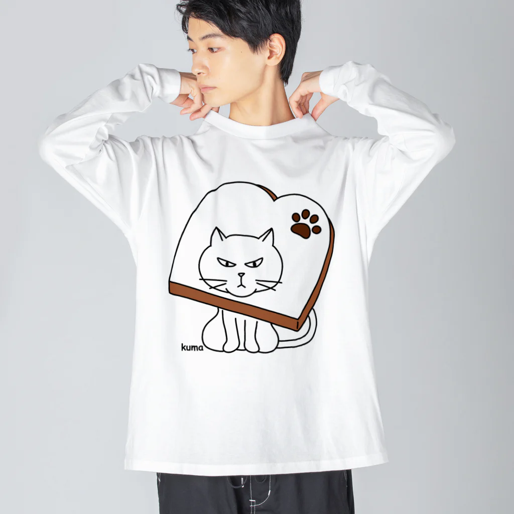 mkumakumaのにゃんこパン ビッグシルエットロングスリーブTシャツ