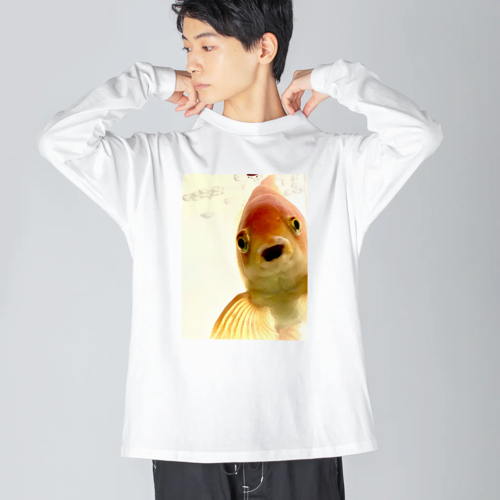 アヒル屋のぽけ〜っと金魚くん ビッグシルエットロングスリーブTシャツ