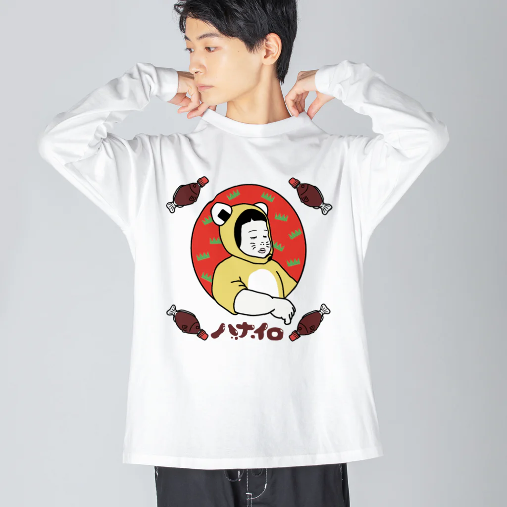 ハナイロの怖瞑　おにぎりねこ ビッグシルエットロングスリーブTシャツ