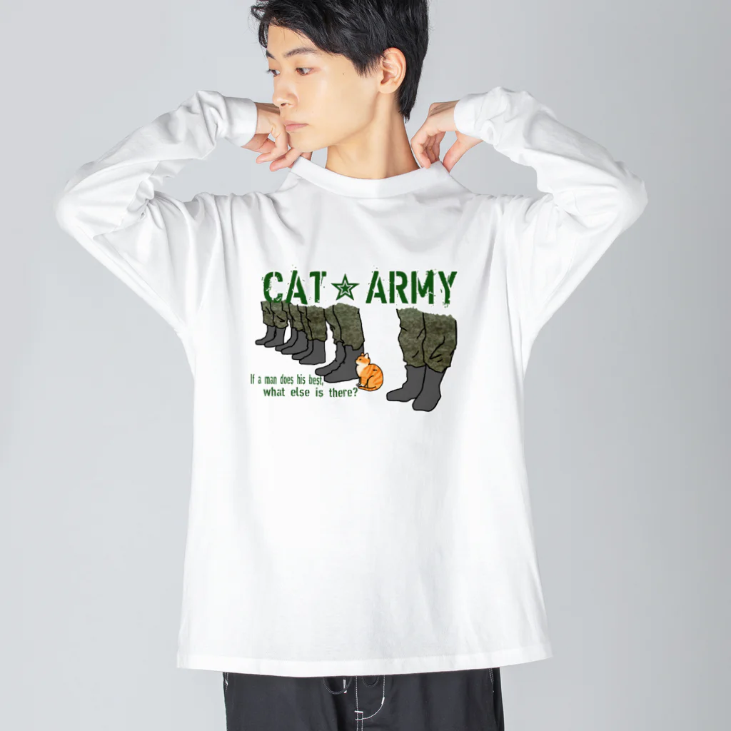 シロクマ商店の兵隊ネコ ビッグシルエットロングスリーブTシャツ