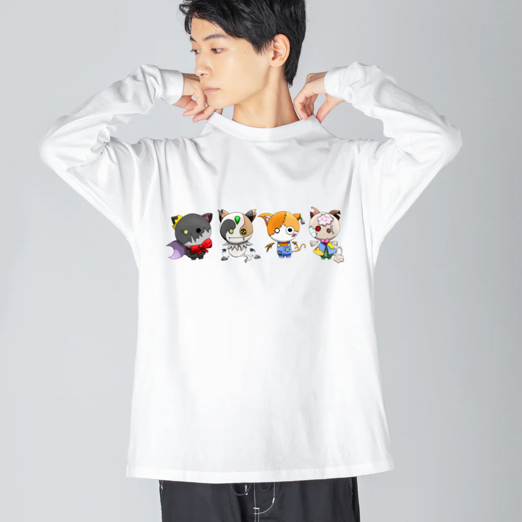 Leeden × Allのおばげねこちゃんず。 ビッグシルエットロングスリーブTシャツ