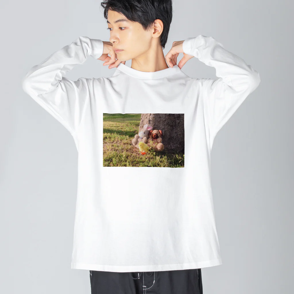 うふふのふーのうさぎいぬひよこ ビッグシルエットロングスリーブTシャツ