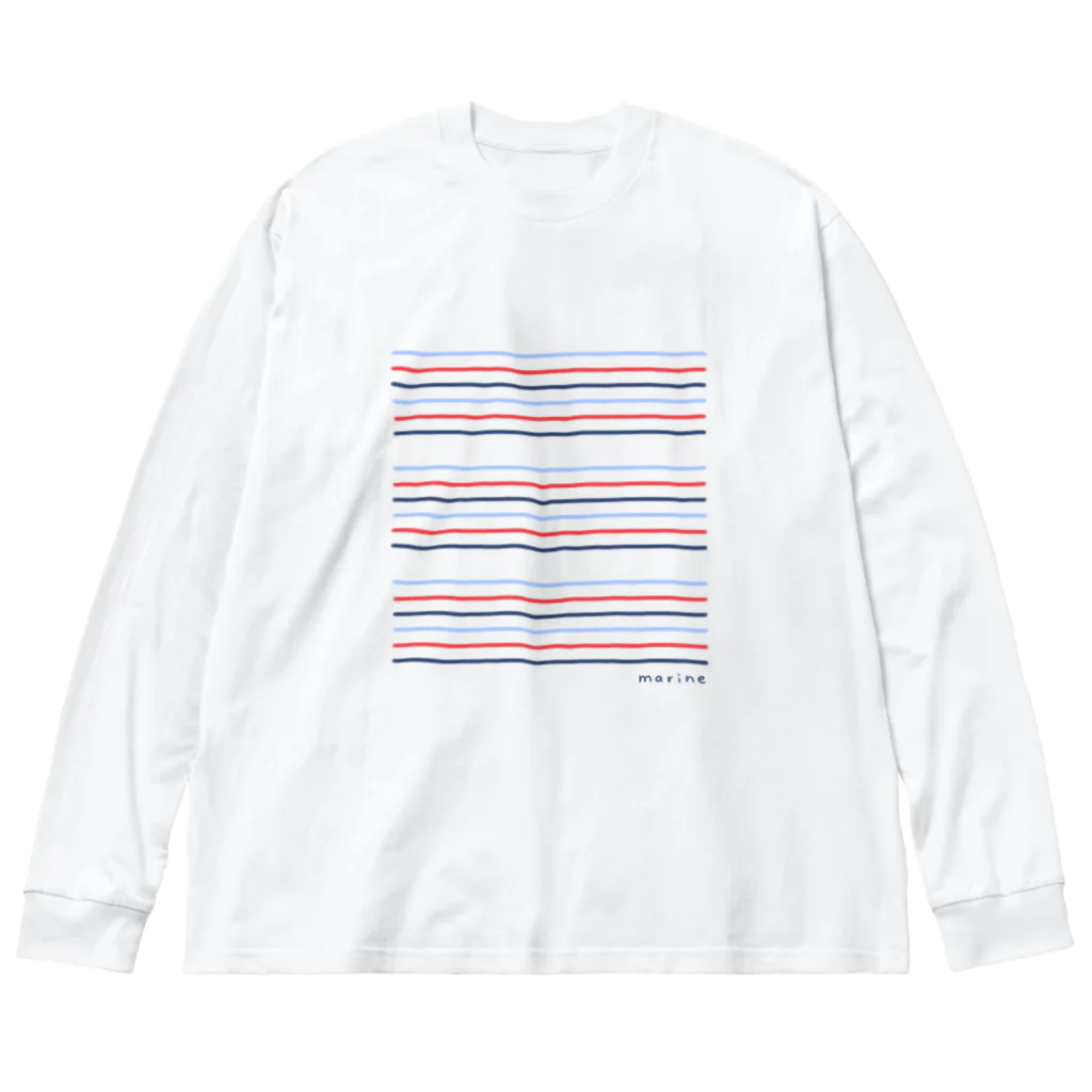 クリオネショップのマリンボーダー柄 Big Long Sleeve T-Shirt