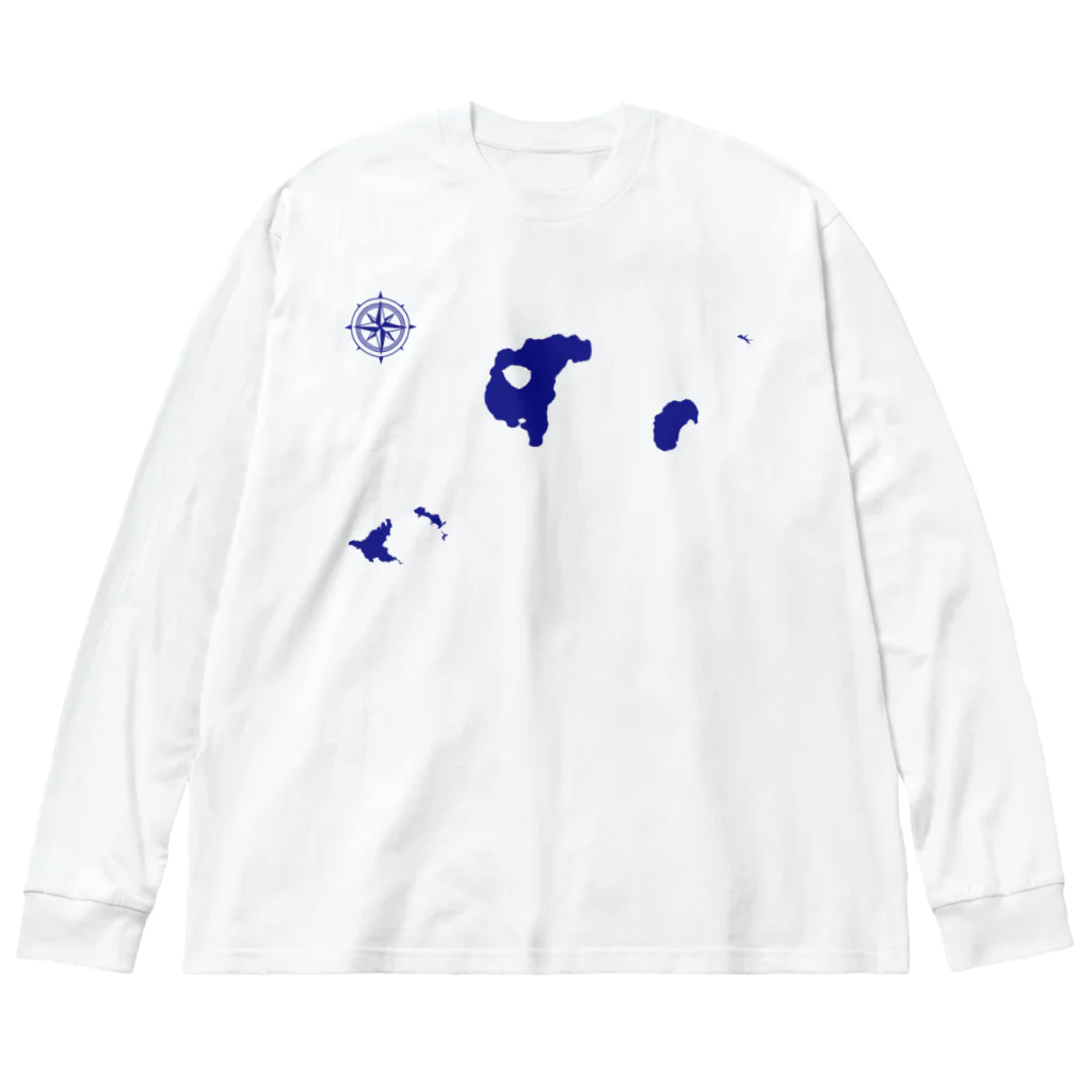 cuuyabowのアカンコマシューコクッシャロコ / Navy Big Long Sleeve T-Shirt