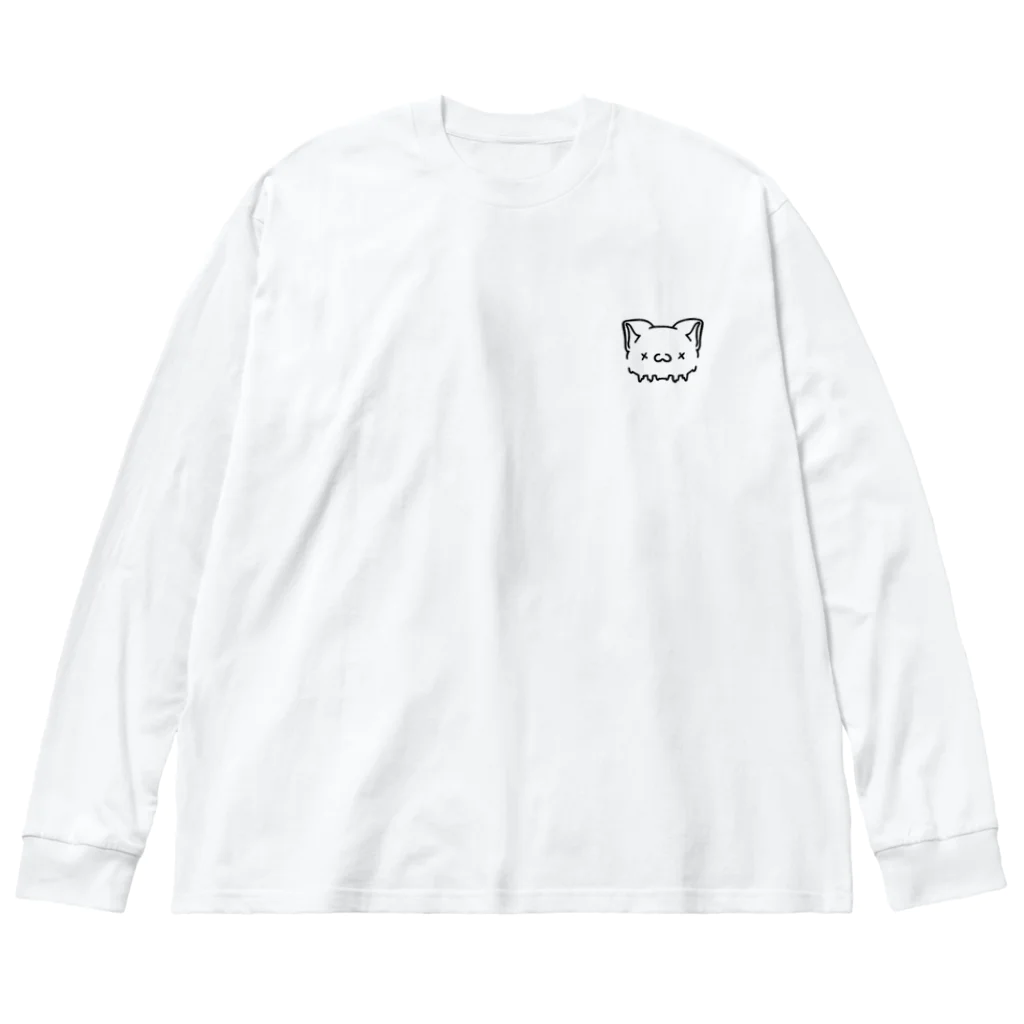 黒影研魔デス。のダメぬこ(しんぷるぶらっく) ビッグシルエットロングスリーブTシャツ