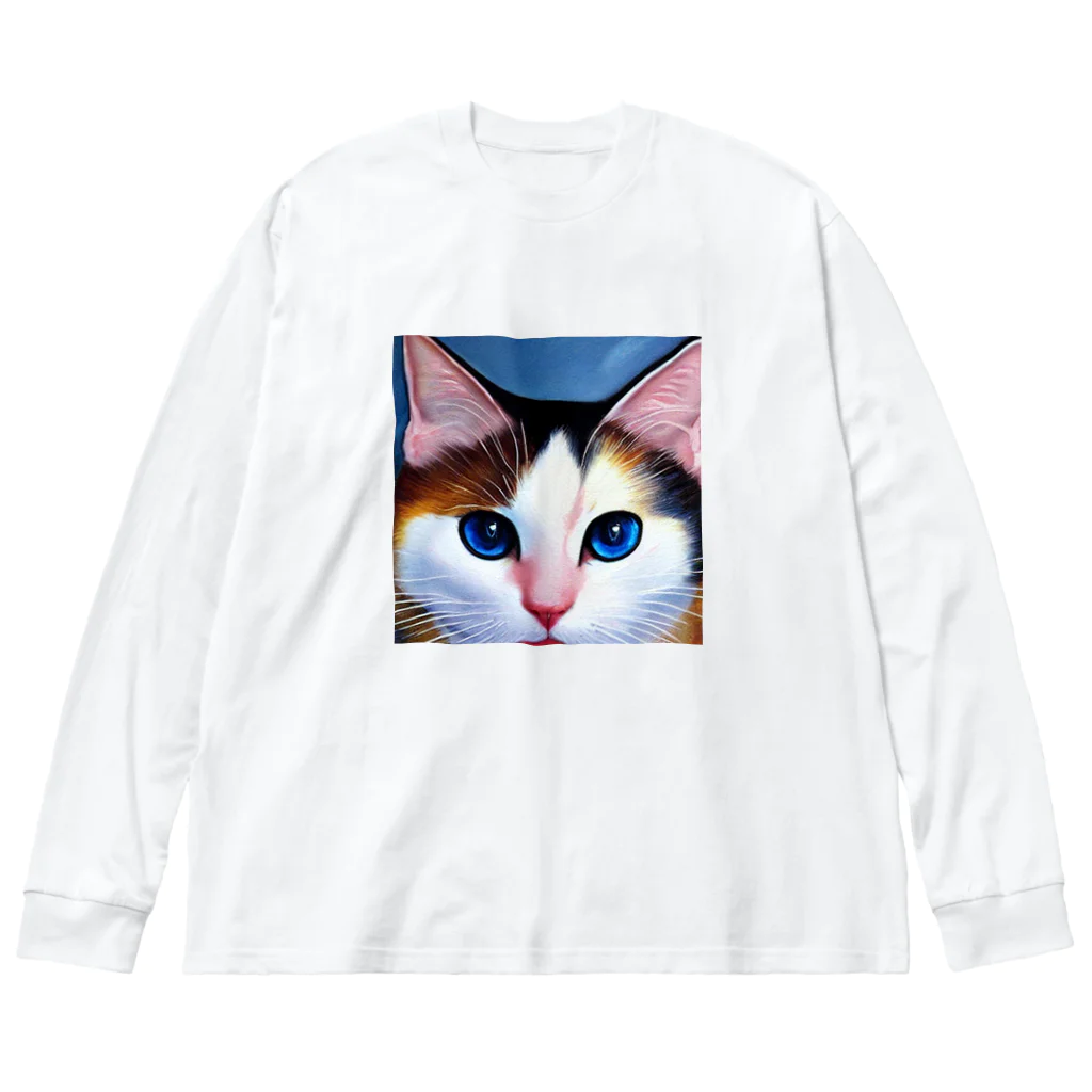 Chop Storeの青い瞳の猫 ビッグシルエットロングスリーブTシャツ