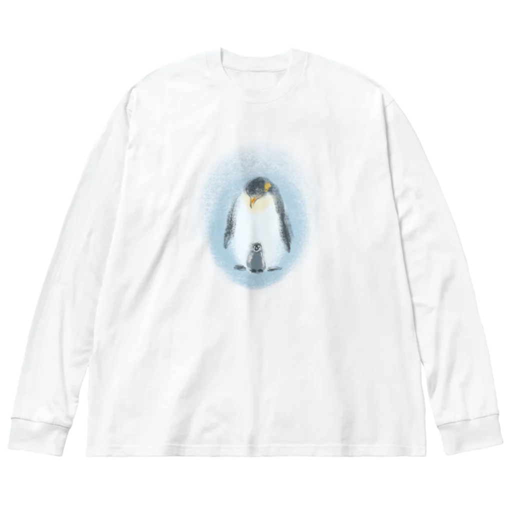 akane_art（茜音工房）のいきものイラスト（皇帝ペンギンの親子） Big Long Sleeve T-Shirt