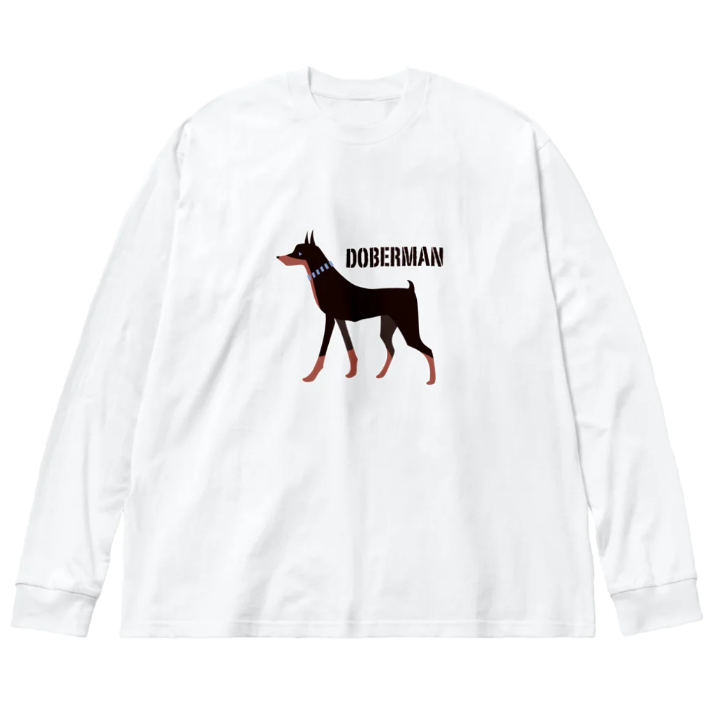 tomokomiyagamiのドーベルマン ブラック Big Long Sleeve T-Shirt