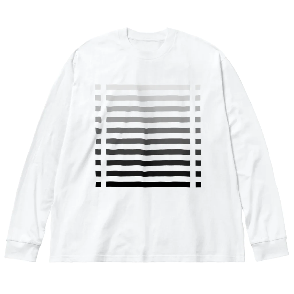 cooLunaのcolor bar - monochrome - ビッグシルエットロングスリーブTシャツ