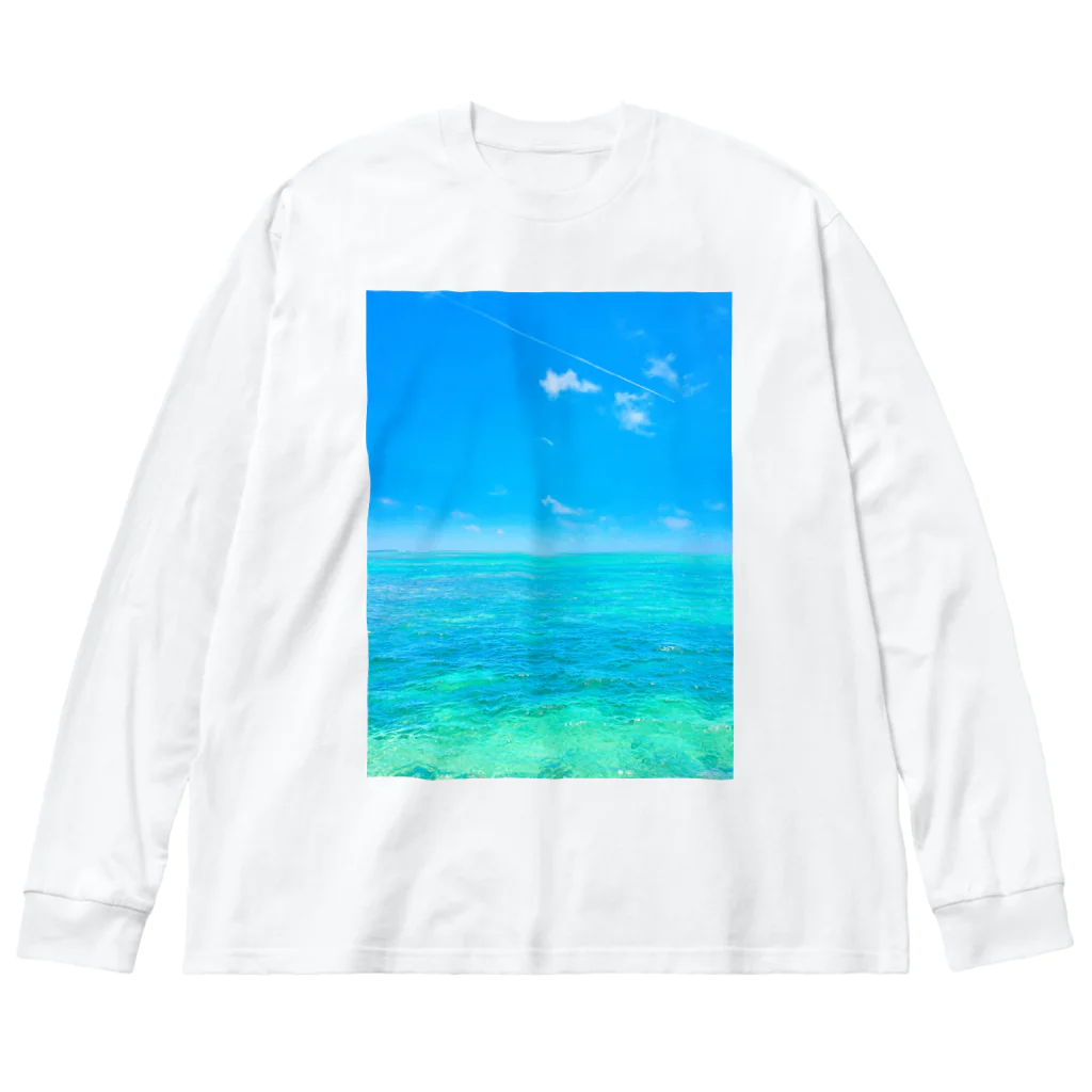 mizuphoto galleryの海と飛行機雲 ビッグシルエットロングスリーブTシャツ