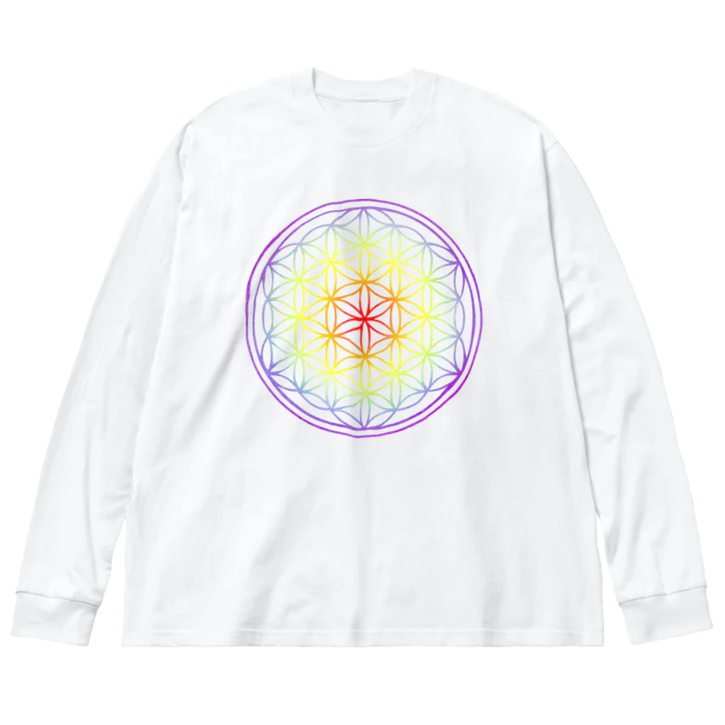  Pastel Design Art 天使のお部屋のフラワーオブライフ虹 Big Long Sleeve T-Shirt