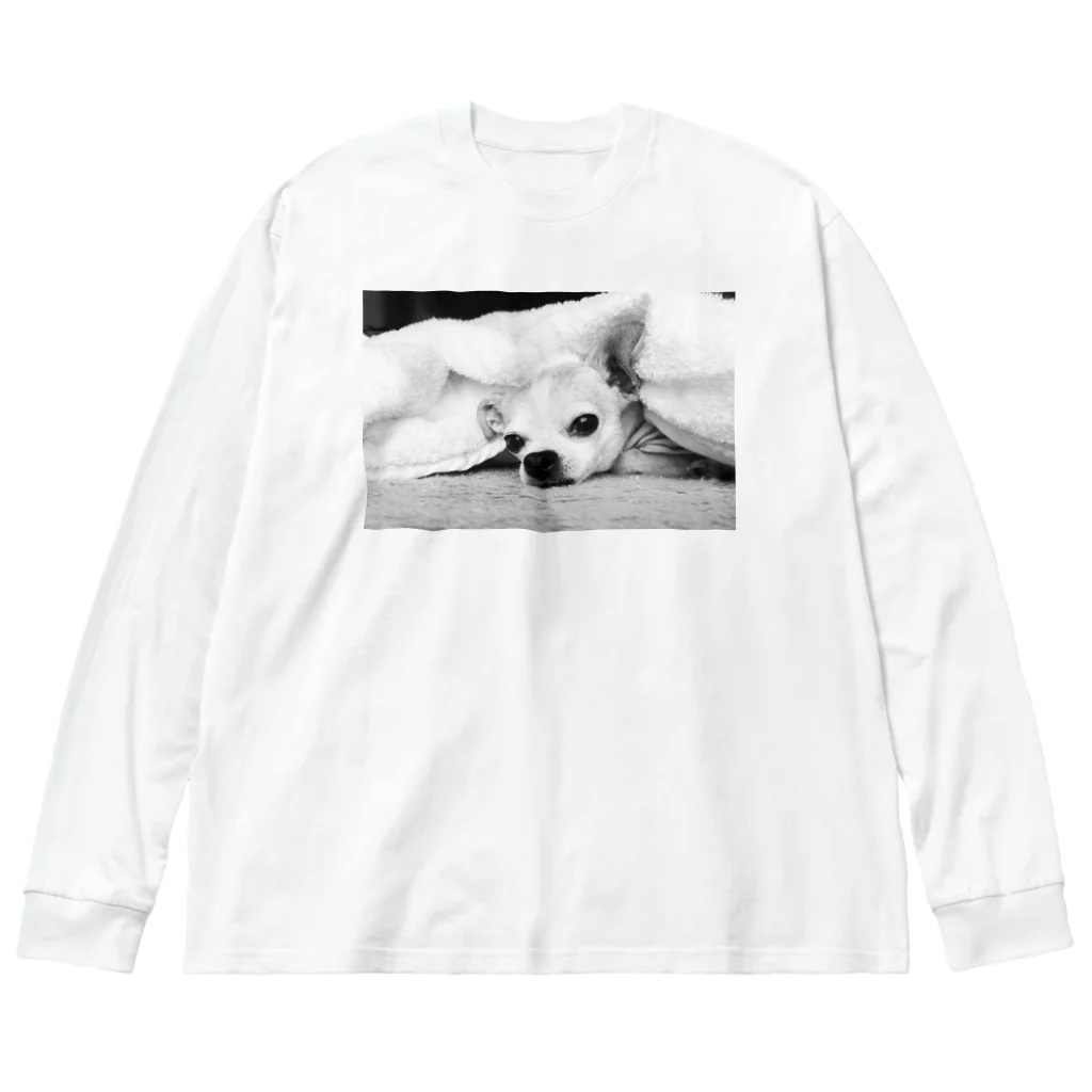 akane_art（茜音工房）のモノクロチワワ（アンニュイ1） Big Long Sleeve T-Shirt