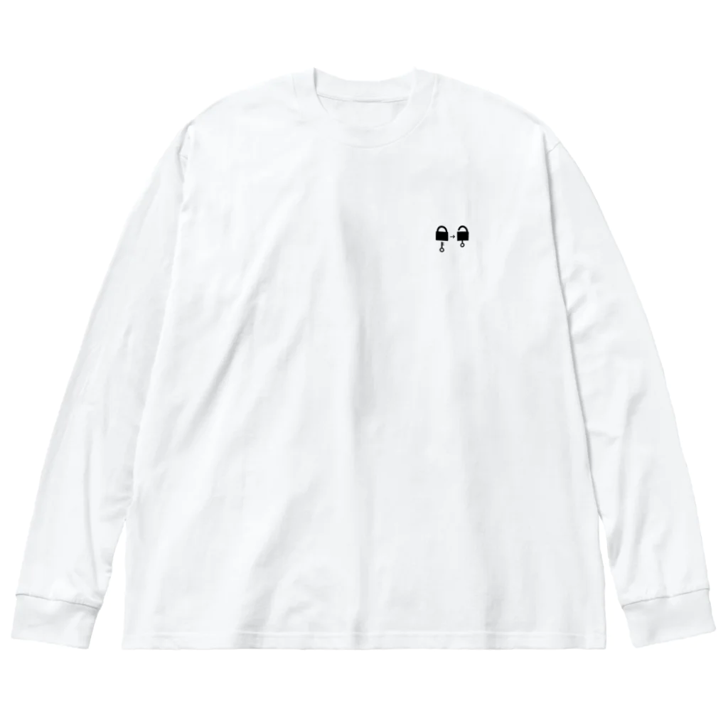 謎はないけど謎解き好きのお店のアンロック（黒イラスト小） Big Long Sleeve T-Shirt