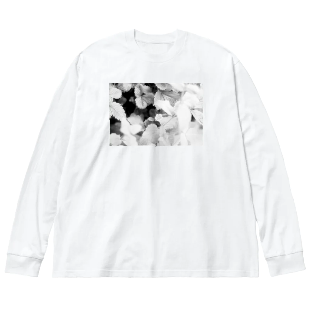 akane_art（茜音工房）のモノクロフラワー（野いちご） Big Long Sleeve T-Shirt