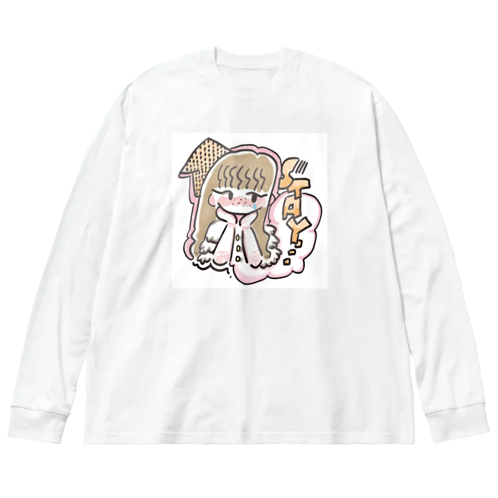 〰️➰わにゃ屋さん➰〰️のSTAY HOME GIRL ビッグシルエットロングスリーブTシャツ