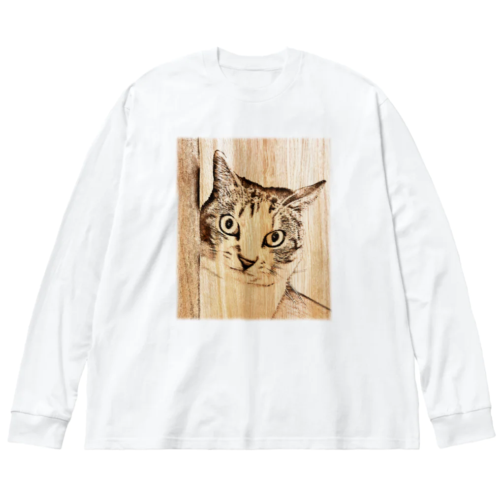 猫ねむりzzz..のスケッチ風の猫さん ビッグシルエットロングスリーブTシャツ