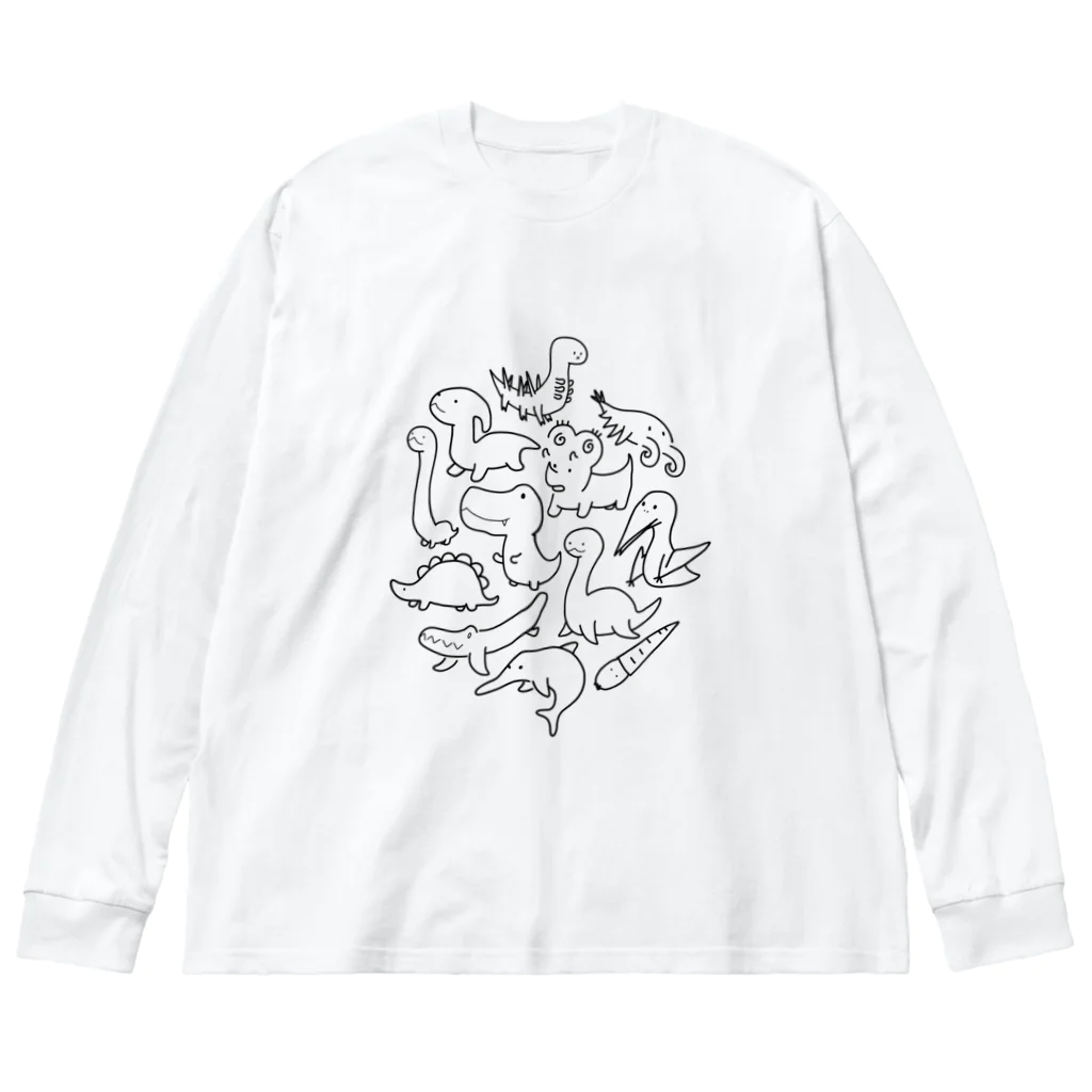 のほほんぞくの古代の生き物パラダイス（ブラック） Big Long Sleeve T-Shirt